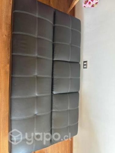 Futon de cuero, negro