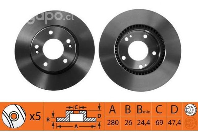 Jgo. Discos Freno Kia Optima 2010 al 2015, GTX, 2u