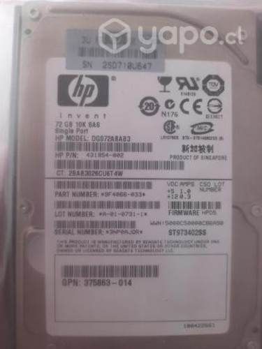 Hp hd 72gb 3g 10k 2.5 sp sas p/n 