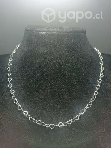 Cadena de plata ley 925, estilo corazón