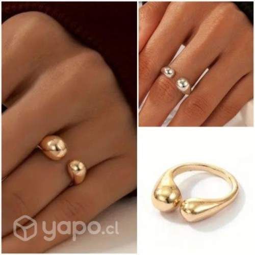 Anillos de Acero Bañado en Plata y Bañado en Oro