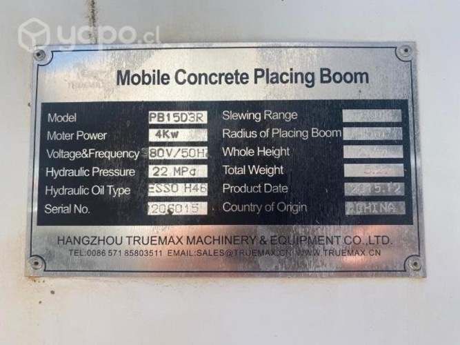 Pluma Distribuidora de Hormigon Truemax PB15D3R