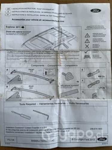 Barras horizontales techo Ford Explorer 2014