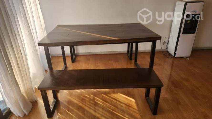 Venta Mesa de madera/acero + 2 banquetas