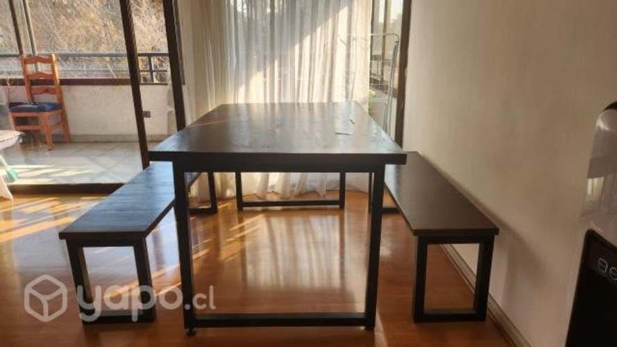 Venta Mesa de madera/acero + 2 banquetas