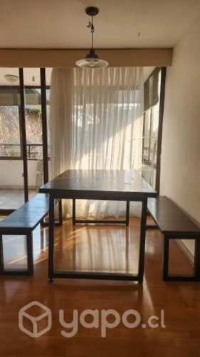 Venta Mesa de madera/acero + 2 banquetas