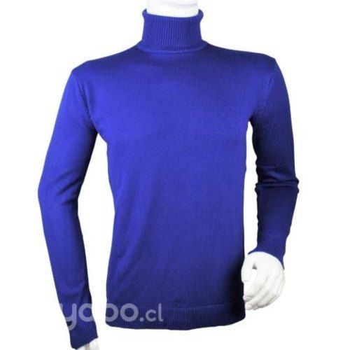 Sweater Azul Elasticado Cuello Alto Beatle Talla M