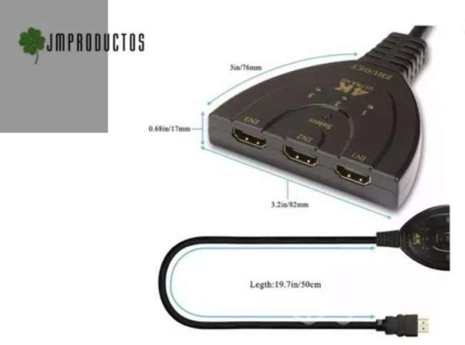 Switch Divisor Hub Hdmi 4k 30hz 3d 1080 3 Entrada