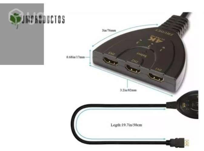 Switch Divisor Hub Hdmi 4k 30hz 3d 1080 3 Entrada