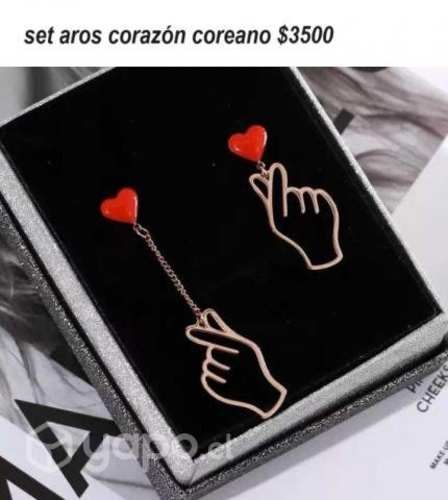 Set aros corazón coreano