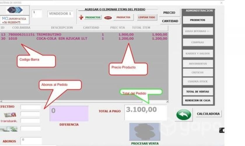 Consultor precio almacén en su propio computador