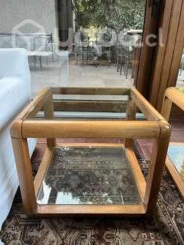 Mesa centro de madera y vidrio