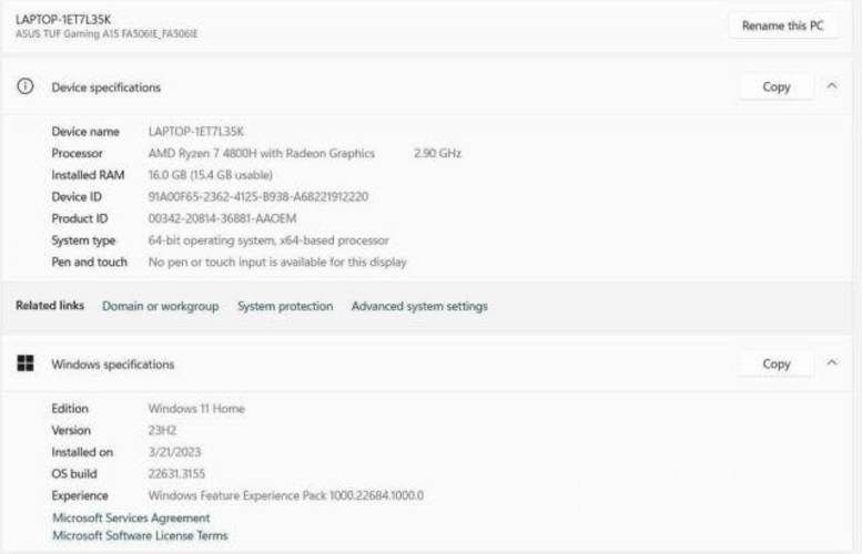 Notebook Asus gaming tuf A15