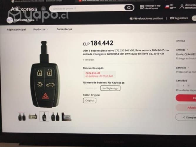 Mando a distancia volvo S40, C30, C70,V50 nuevo