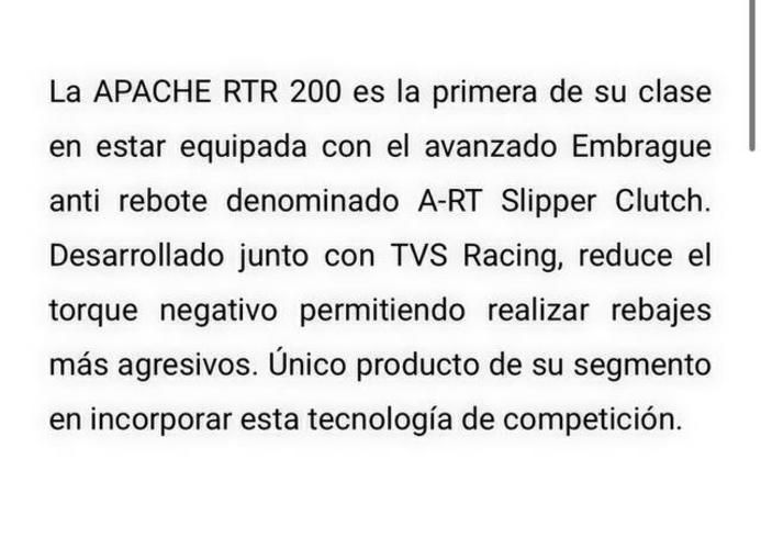 Moto tvs modelo apache motor 200