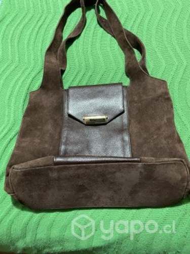 Cartera de Gamuza con Cuero