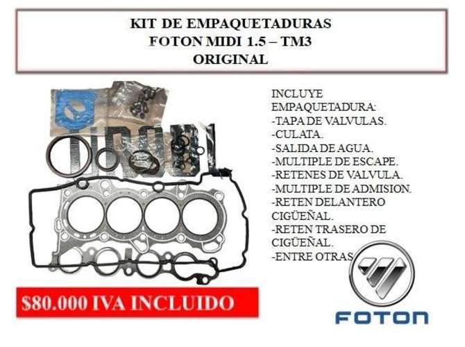 Kit de empaquetaduras original Fotón MIDI 1.5-TM3