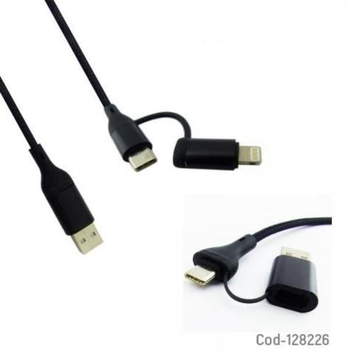 Cable USB 4 En 1, USB A Type-C/Iphone, Datos Y Car