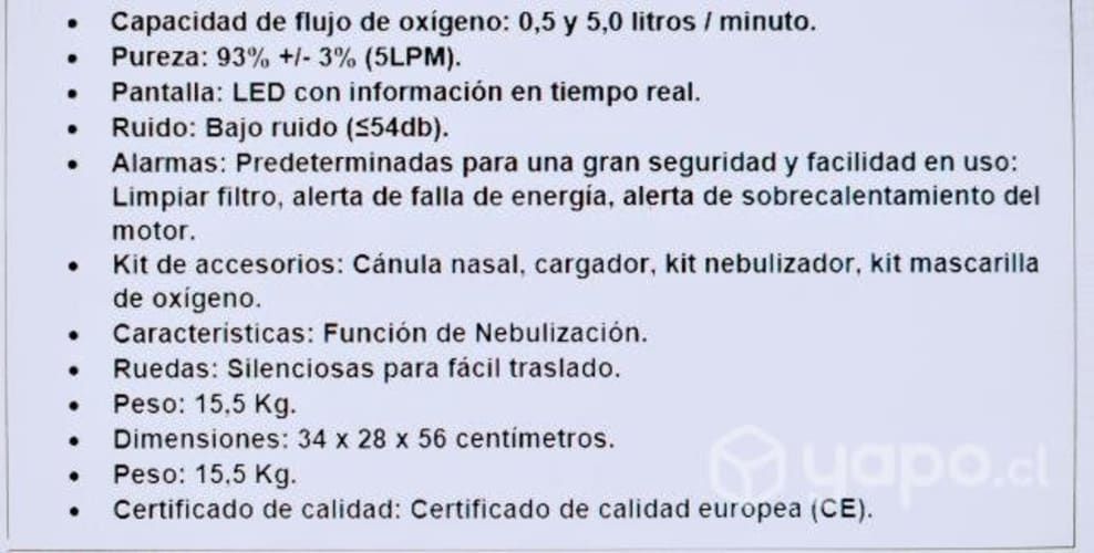 Concentrador de Oxígeno