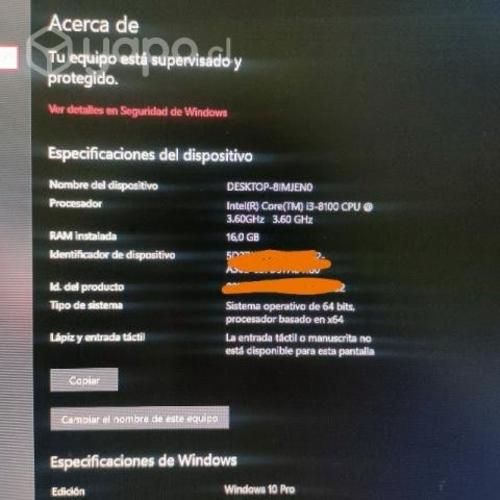 Pc completo I3 8100 16 de ram y 1050ti