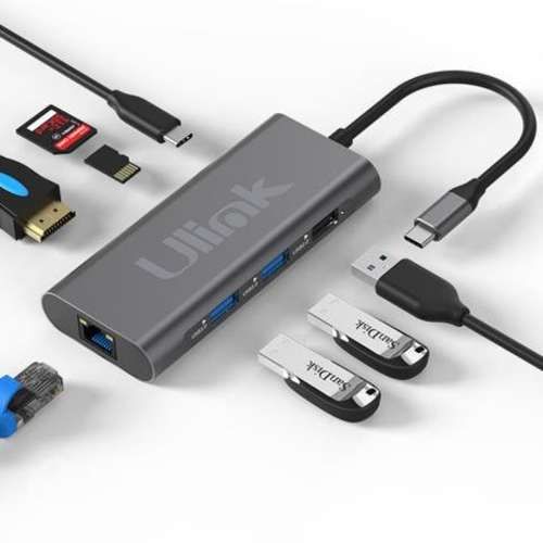 Adaptador usb-c a hdmi, 2 usb 3.0, rj45(lan), usb