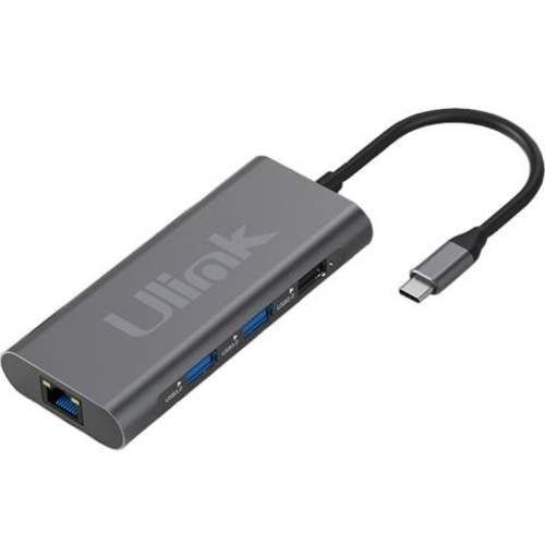Adaptador usb-c a hdmi, 2 usb 3.0, rj45(lan), usb