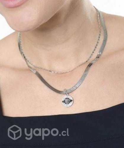 Collar Bañado en Plata y Ojo Turco con Circonias