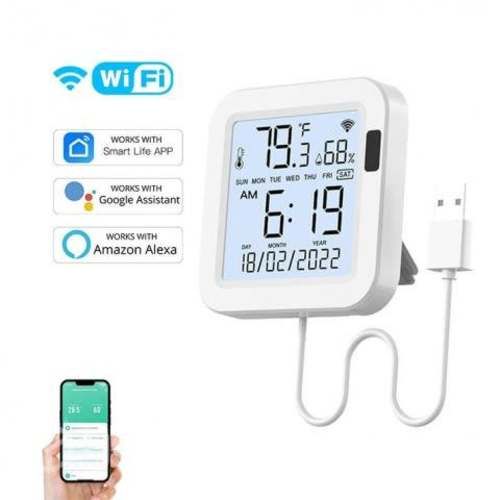 Reloj Sensor Int. Temperatura Humedad Wifi Tuya Al