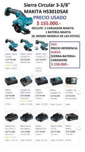 Sierra circular inalambrica makita usado