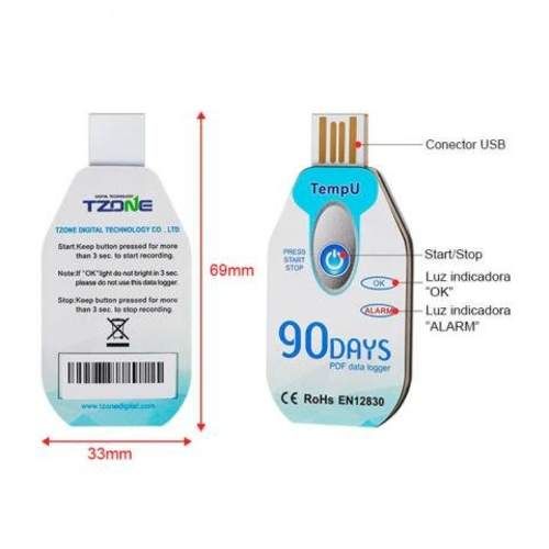 Registrador Temperatura Humedad Desechable TempU D