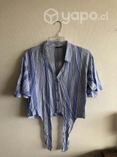 Blusa celeste con blanco marquis