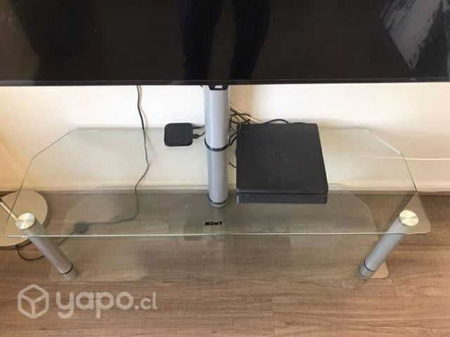 Rack de vidrio con soporte para TV