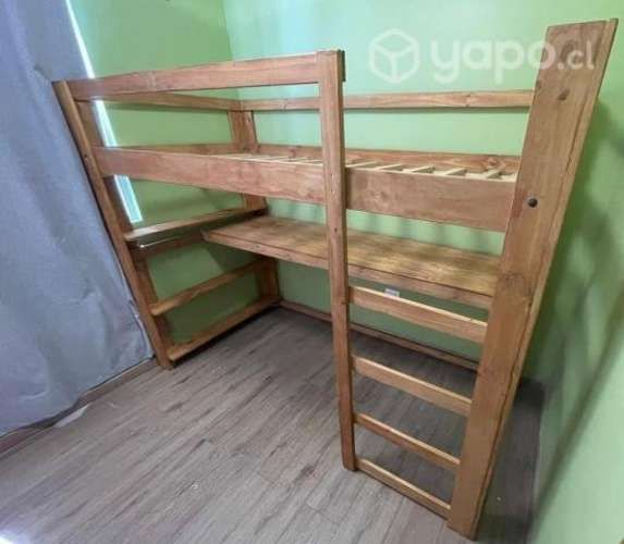 Cama alta con escritorio