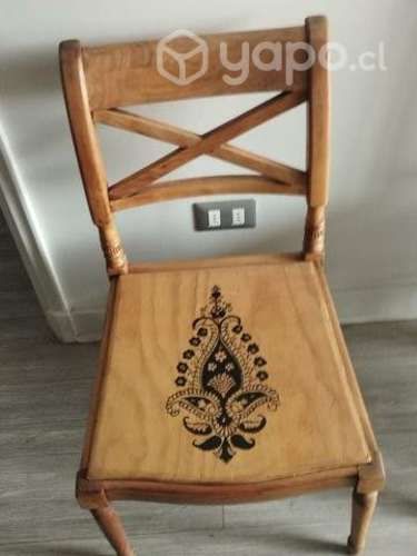 Venta silla de madera con diseño kngflor  pintado a mano