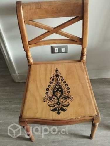 Venta silla de madera con diseño kngflor  pintado a mano