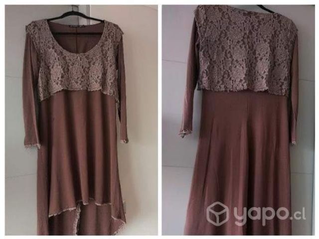 Vestido de Algodón y encaje café diseño