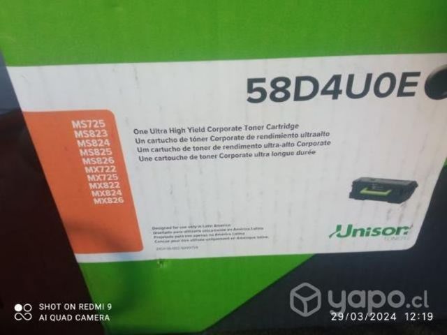 Toner Lexmark 58d4u0e black original de alta