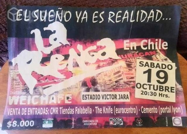 Afiche La Renga Primera Vez en Chile año 2002