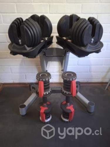 Mancuernas ajustables + rack