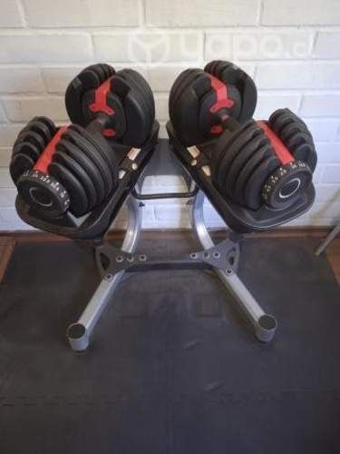 Mancuernas ajustables + rack