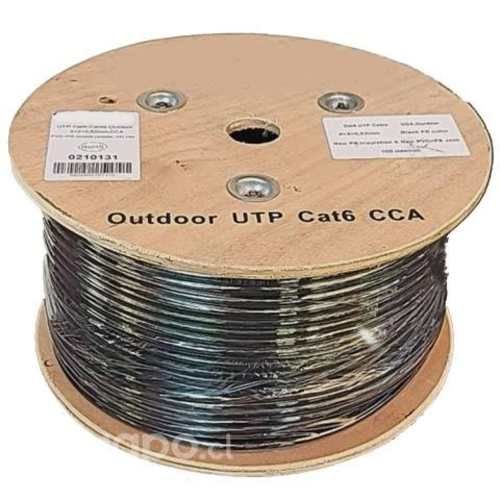 Cable utp cat6 100 mts, exterior 23 awg, cca. negr