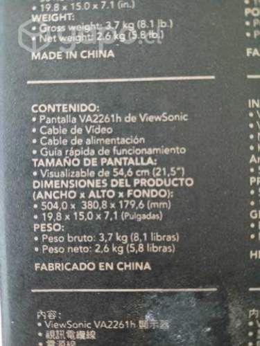 Pantalla VA2261h Viewsoic 22" pulgadas Full Hd