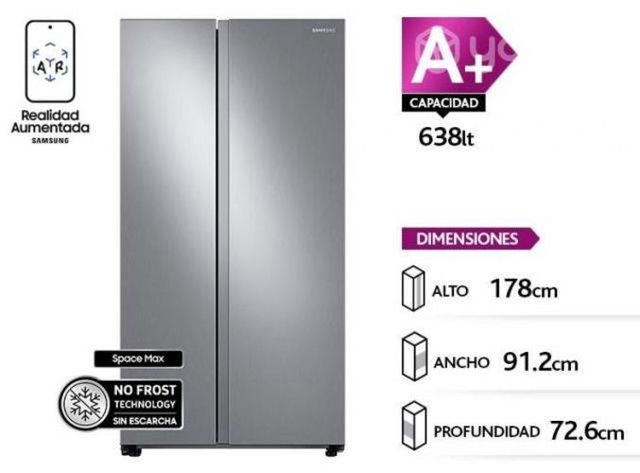 Samsung side by side de 638l con space max nuevo