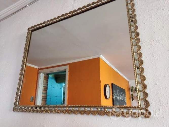 Mesa y espejos de bronce antiguos estilo Luis XV