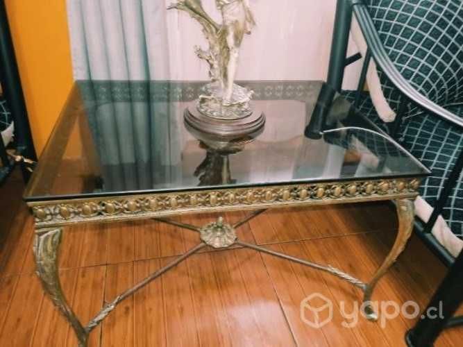 Mesa y espejos de bronce antiguos estilo Luis XV