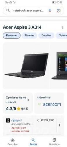Vendo notebook Acer aspire 3A 314-21 series