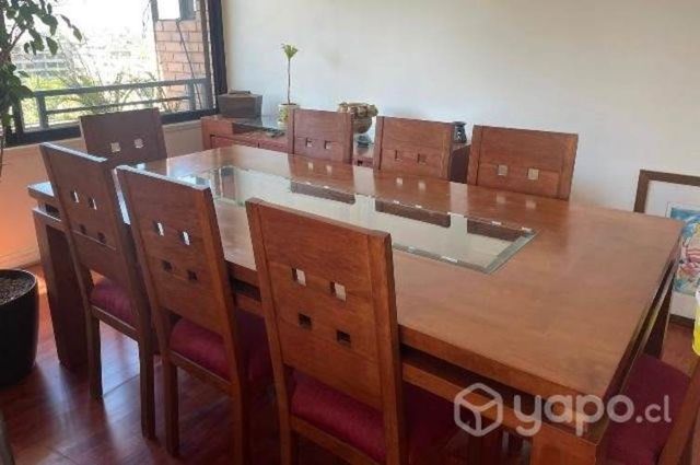 Juego de comedor de madera sólida + 8 sillas mader