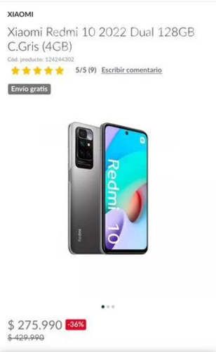 Xiaomi Redmi 10 precio de tienda $g