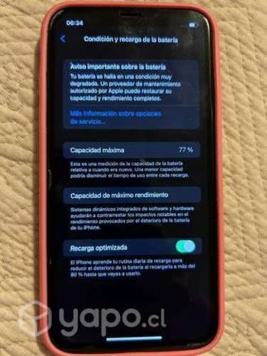IPhone 11 color rojo 128gb usado