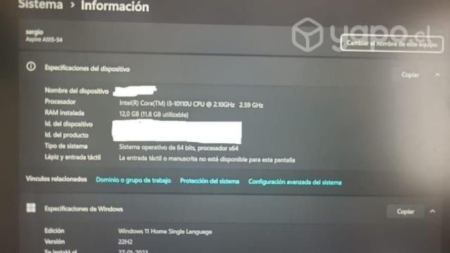 Notebook acer aspire